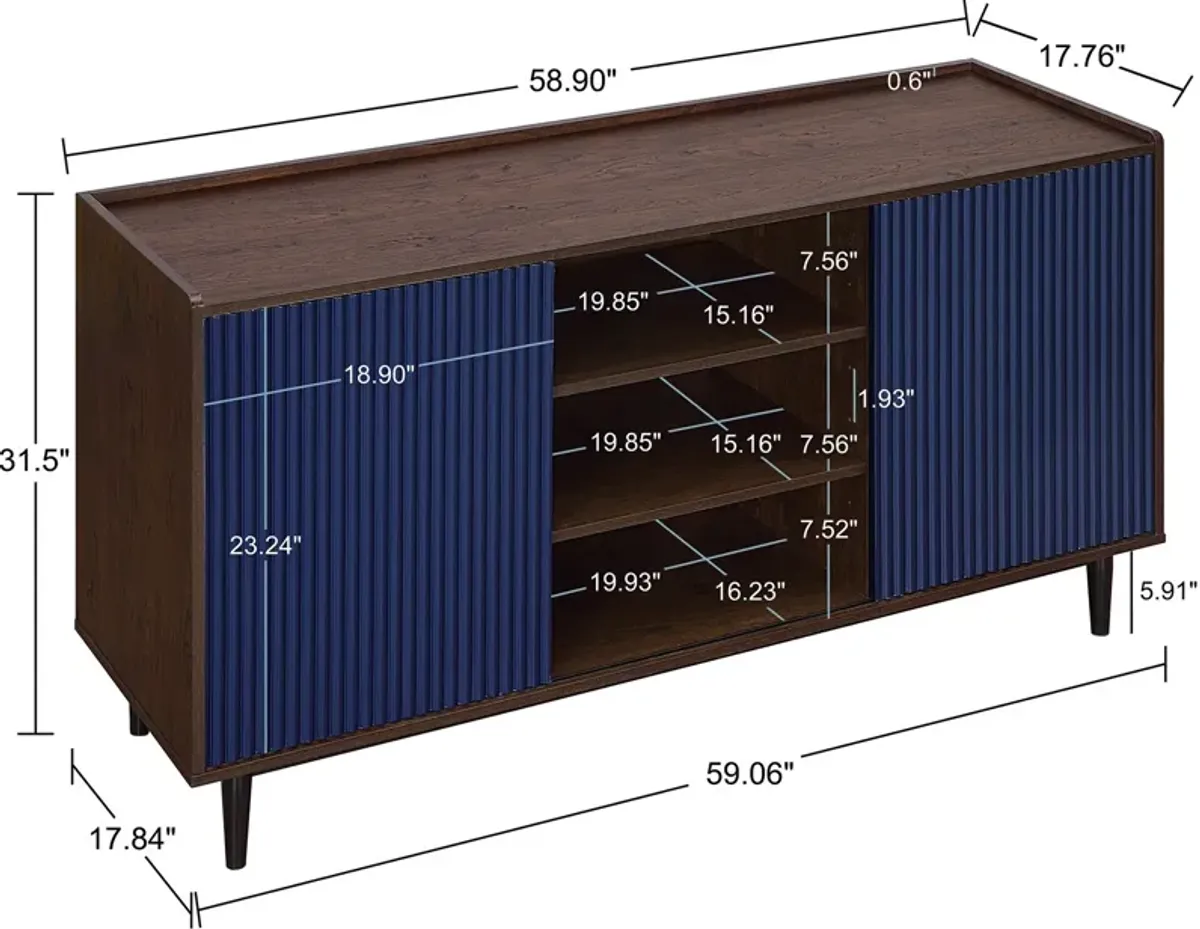 Colter Sideboard - Dark Brown/Navy Blue