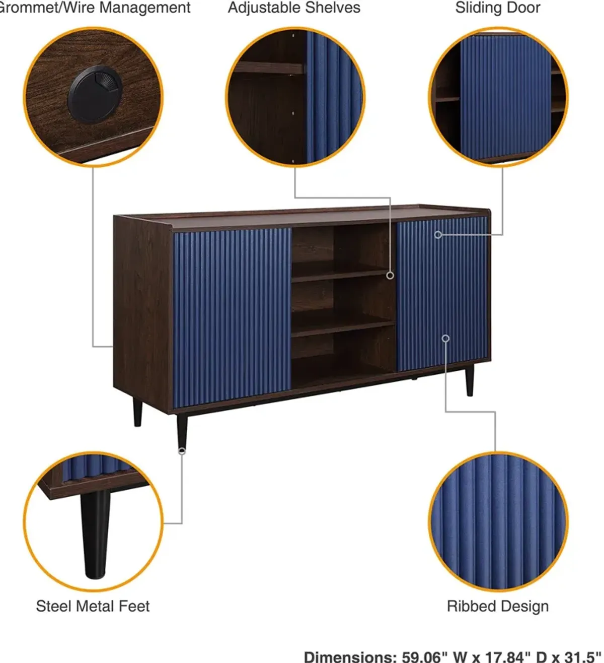 Colter Sideboard - Dark Brown/Navy Blue