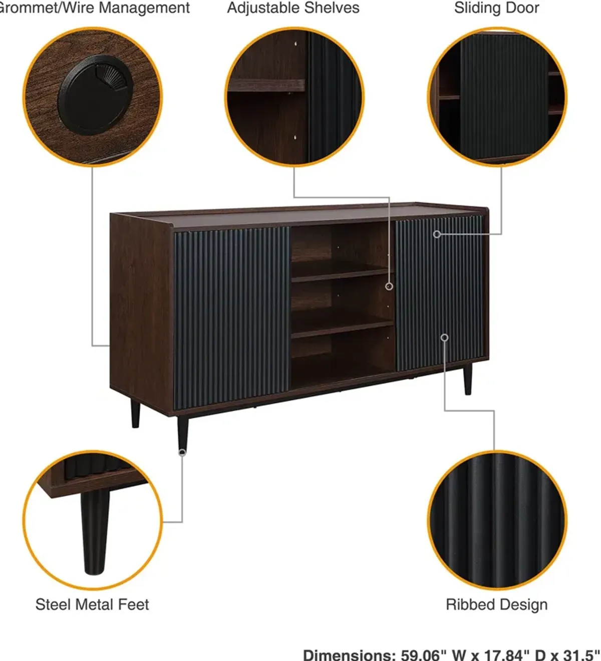 Colter Sideboard - Dark Brown/Black