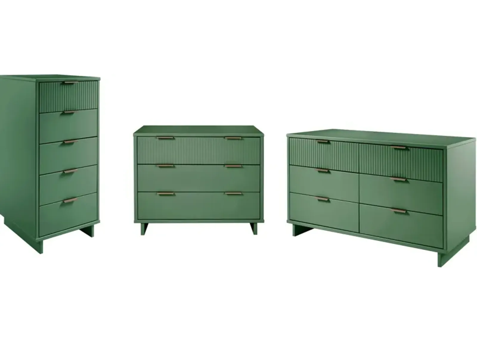 Kenya Dresser, 3 Drawer Dresser and Narrow Chest Set - Sage Green