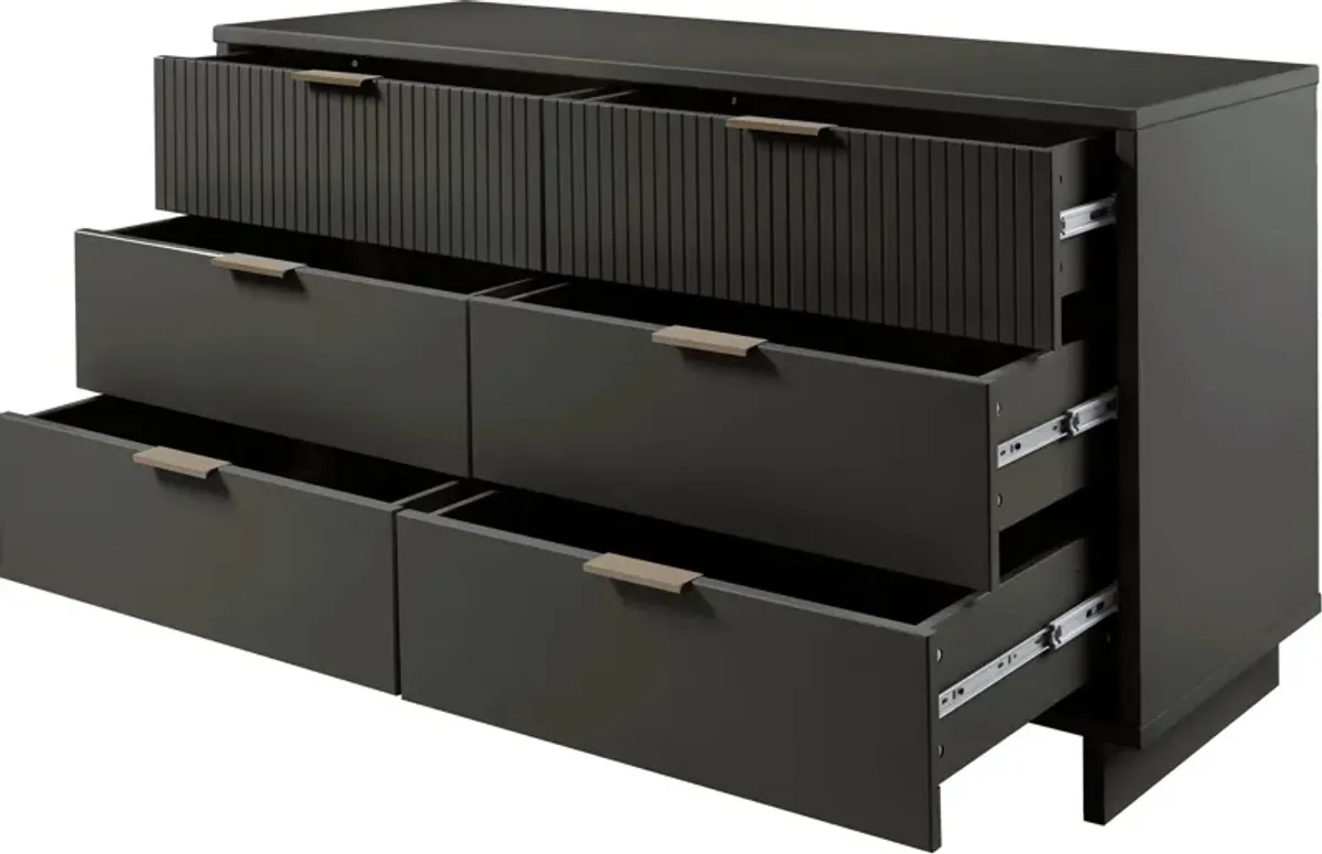 Kenya Dresser, 3 Drawer Dresser and Narrow Chest Set - Dark Grey