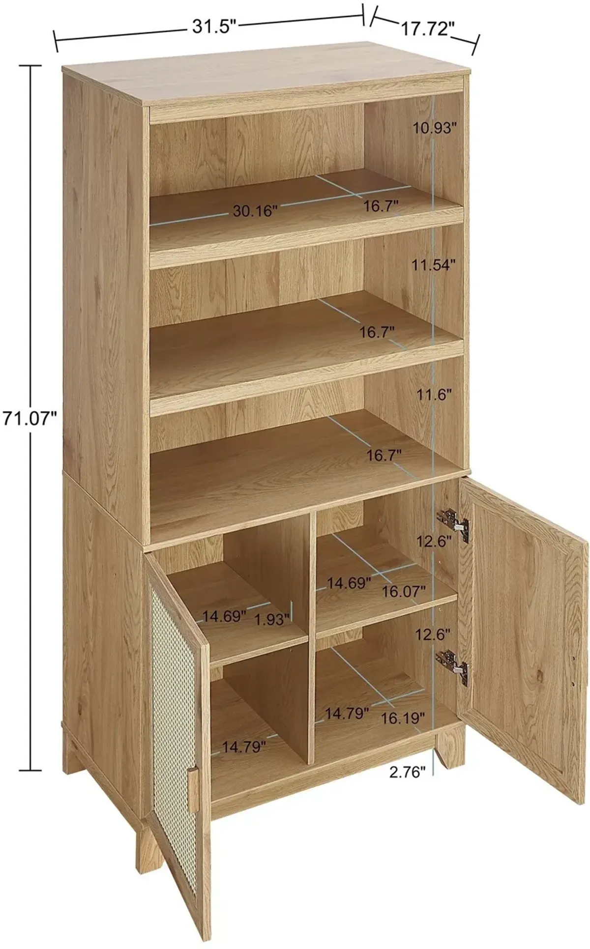 Kylian Bookcase, TV Stand, Sideboard and End Table Set - Nature