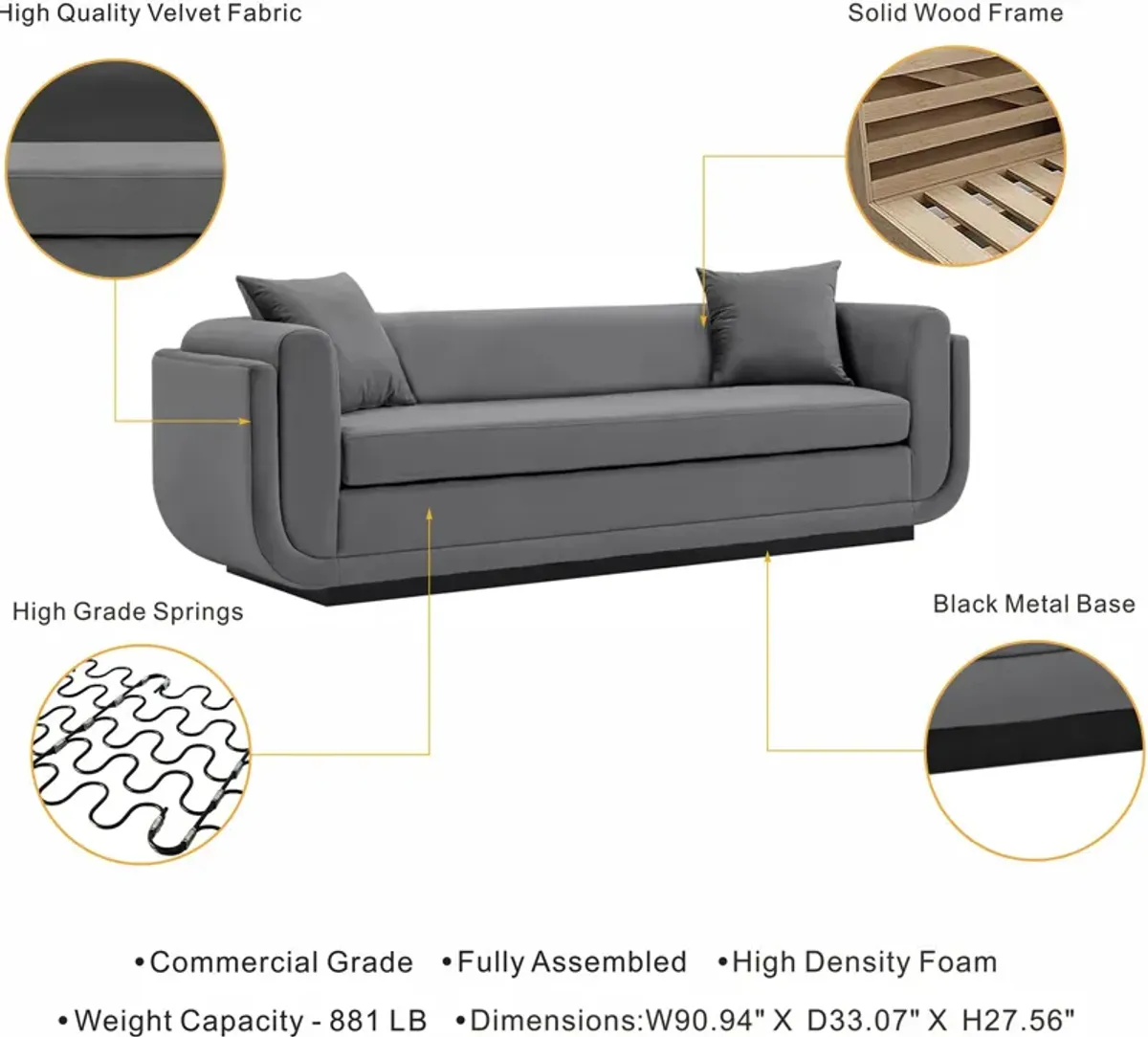 Ulka Sofa - Dark Grey