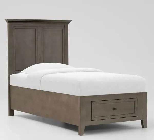 Lincoln Solid Wood Twin Youth Storage Bed - Gray