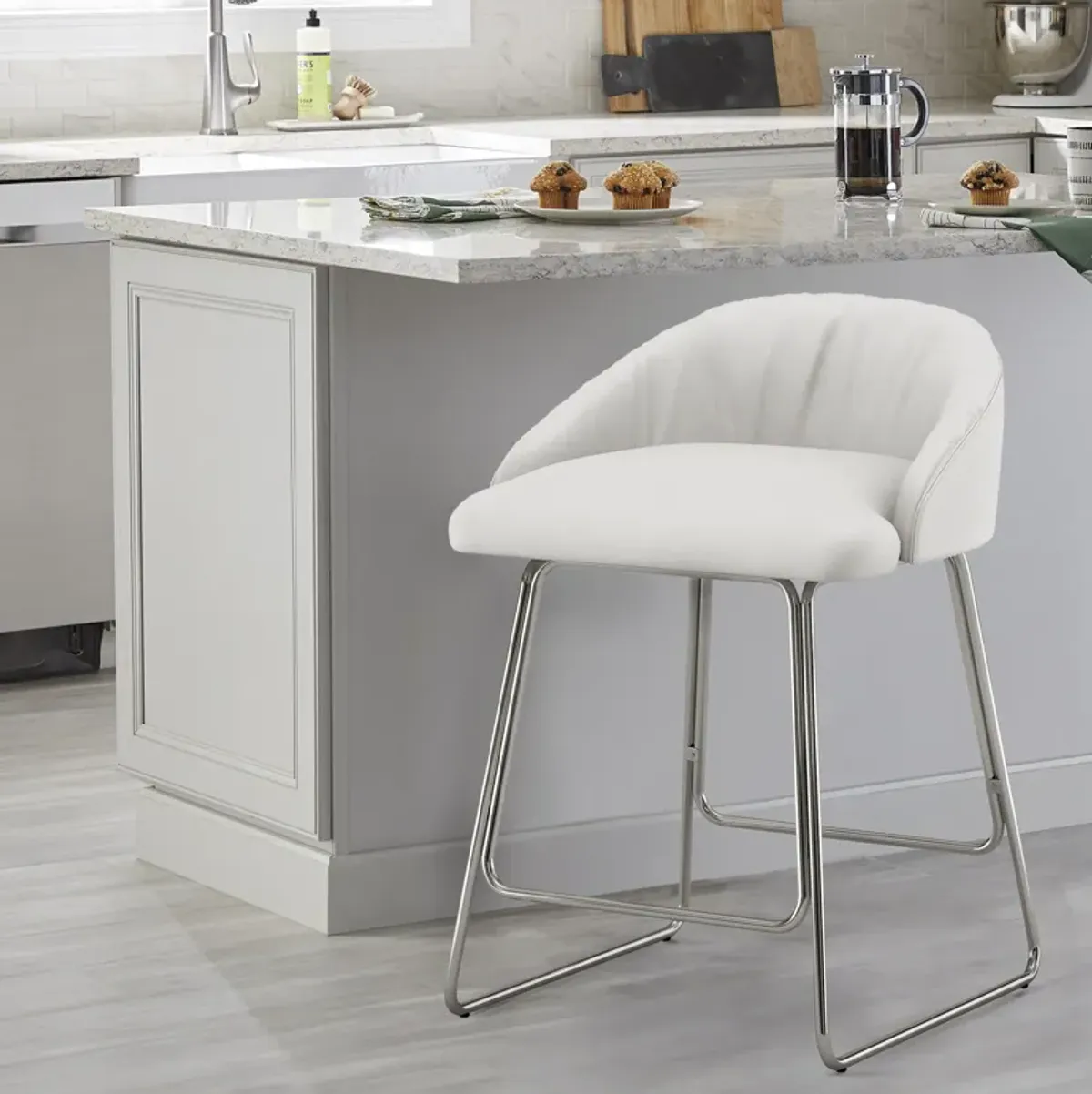 Hover Counter-Height Stool - White