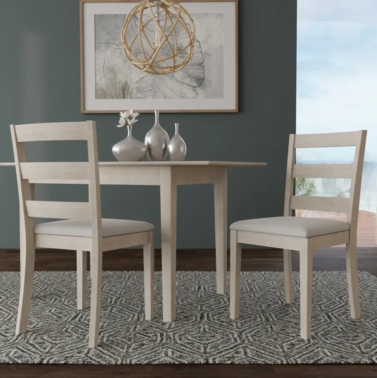 Werner Set of 2 Ladder Back Dining Chairs - White