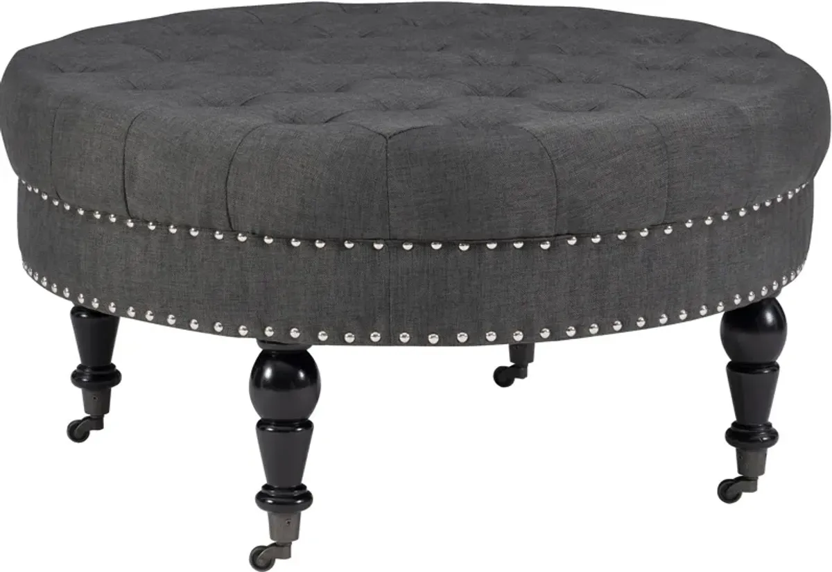 Cynthia Round Ottoman - Gray