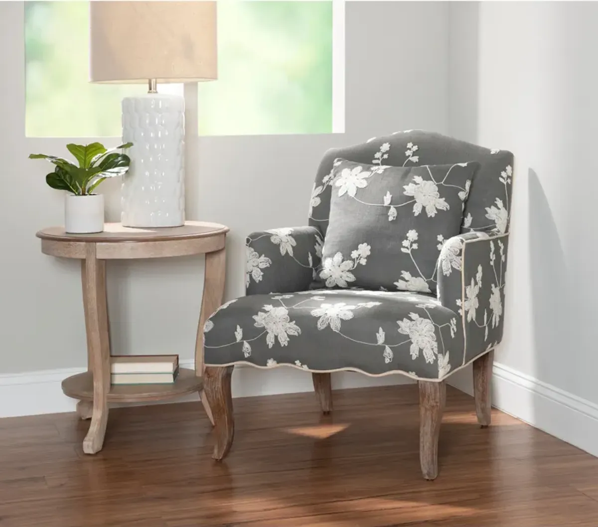 Bina Accent Chair - Gray and White