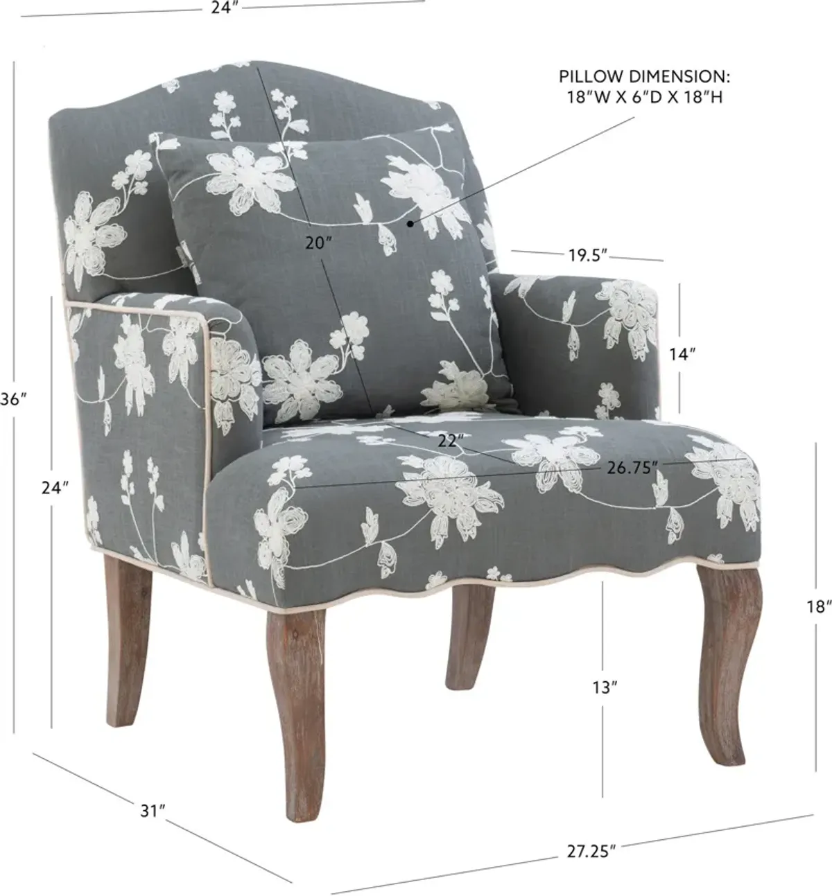 Bina Accent Chair - Gray and White