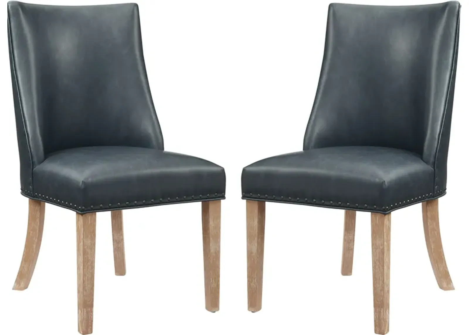 Whitaker Set of 2 Vegan Leather Dining Chairs - Navy