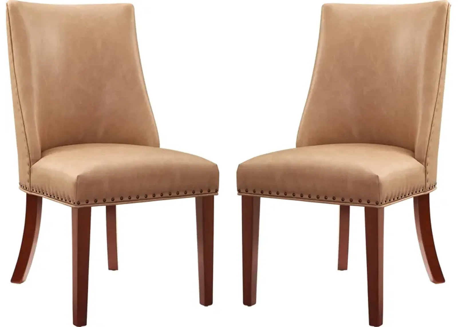 Whitaker Set of 2 Vegan Leather Dining Chairs - Tan