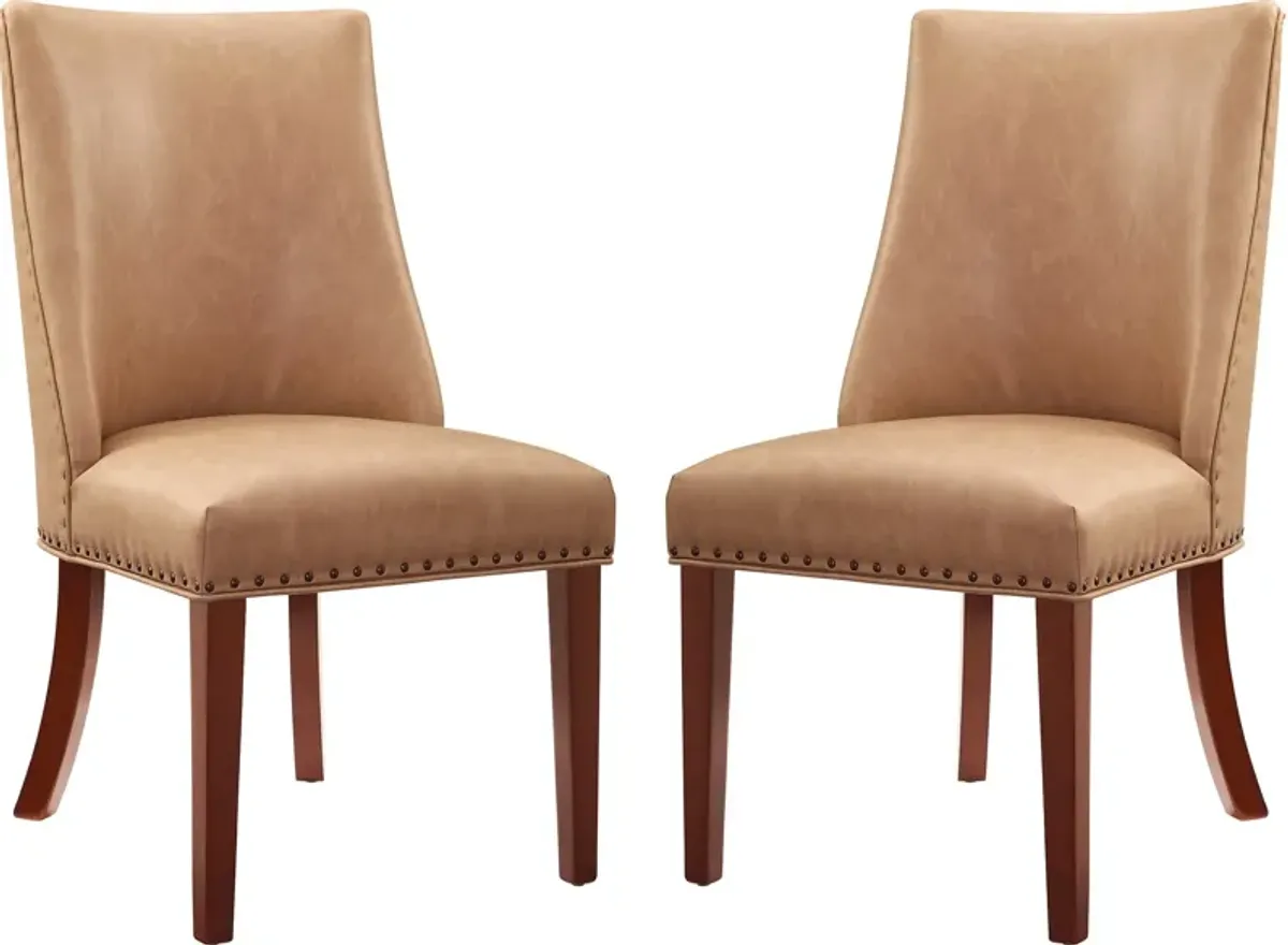 Whitaker Set of 2 Vegan Leather Dining Chairs - Tan