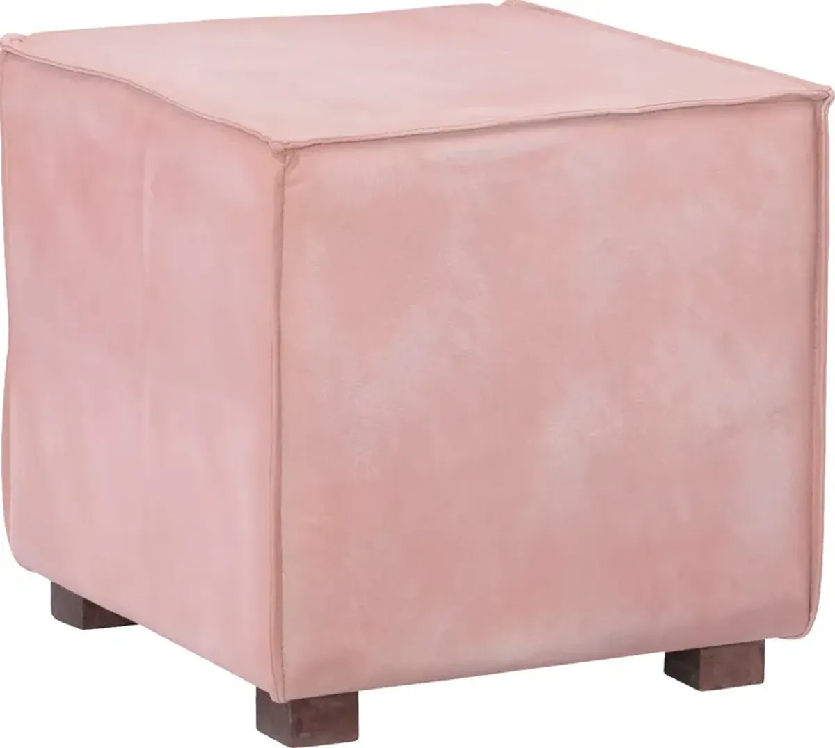 Stowe Leather Ottoman - Pink