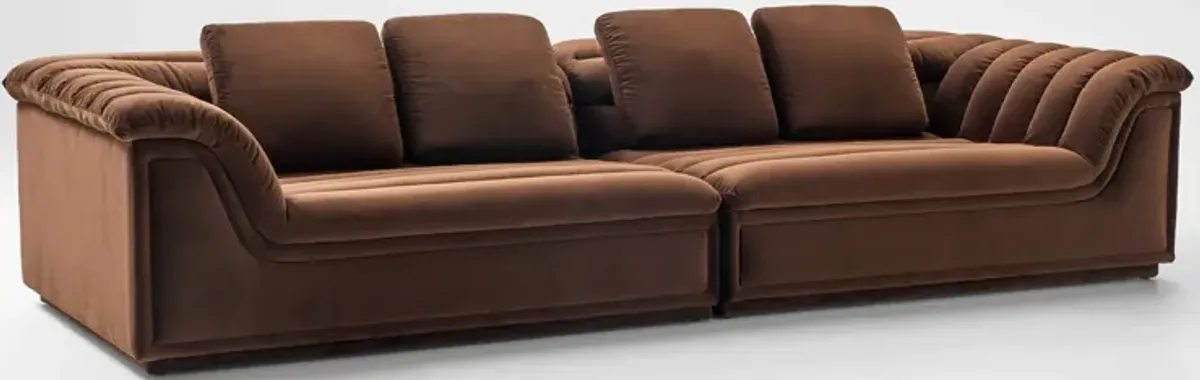 Hammock 2-Piece Media Sofa - Brown