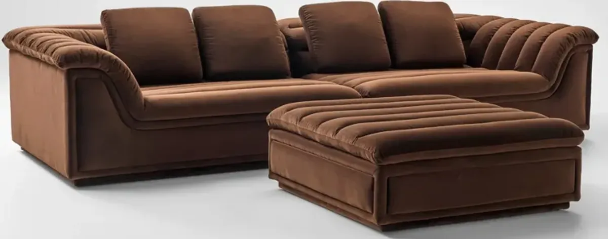 Hammock 2-Piece Media Sofa and Ottoman - Brown