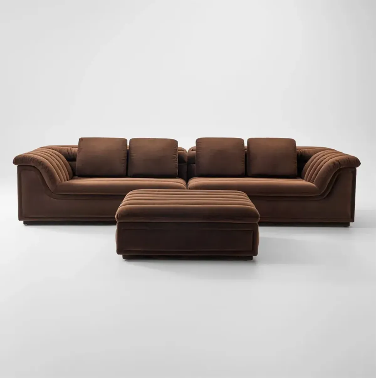 Hammock 2-Piece Media Sofa and Ottoman - Brown