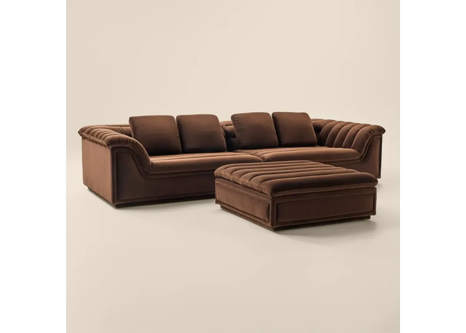 Hammock 2-Piece Media Sofa and Ottoman - Brown