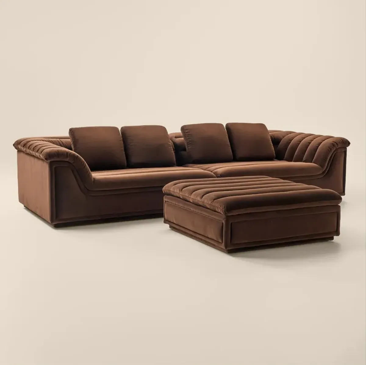 Hammock 2-Piece Media Sofa and Ottoman - Brown