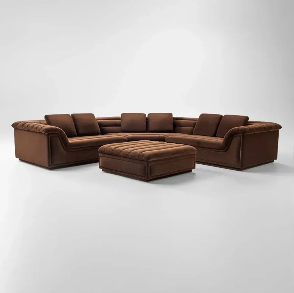 Hammock 3-Piece Sectional and Ottoman - Brown