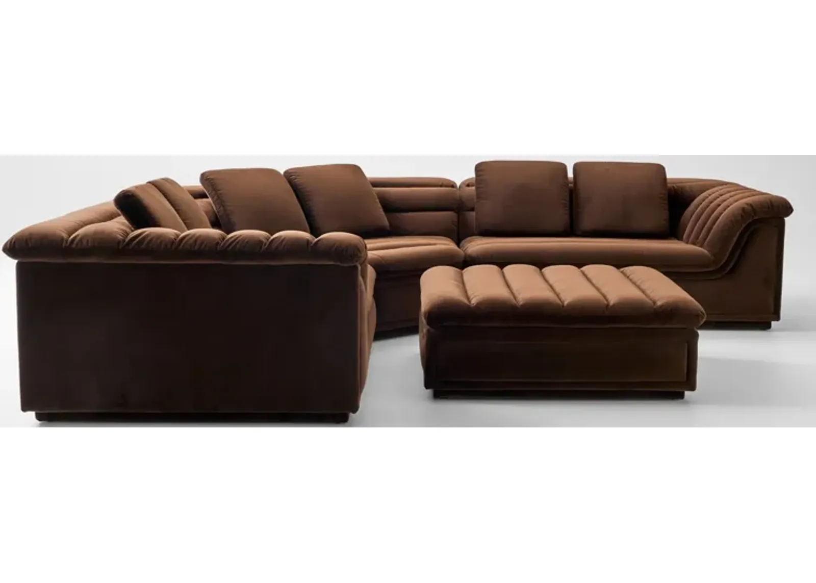 Hammock 3-Piece Sectional and Ottoman - Brown