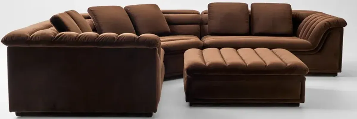 Hammock 3-Piece Sectional and Ottoman - Brown