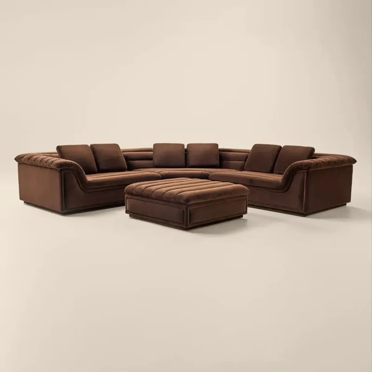 Hammock 3-Piece Sectional and Ottoman - Brown