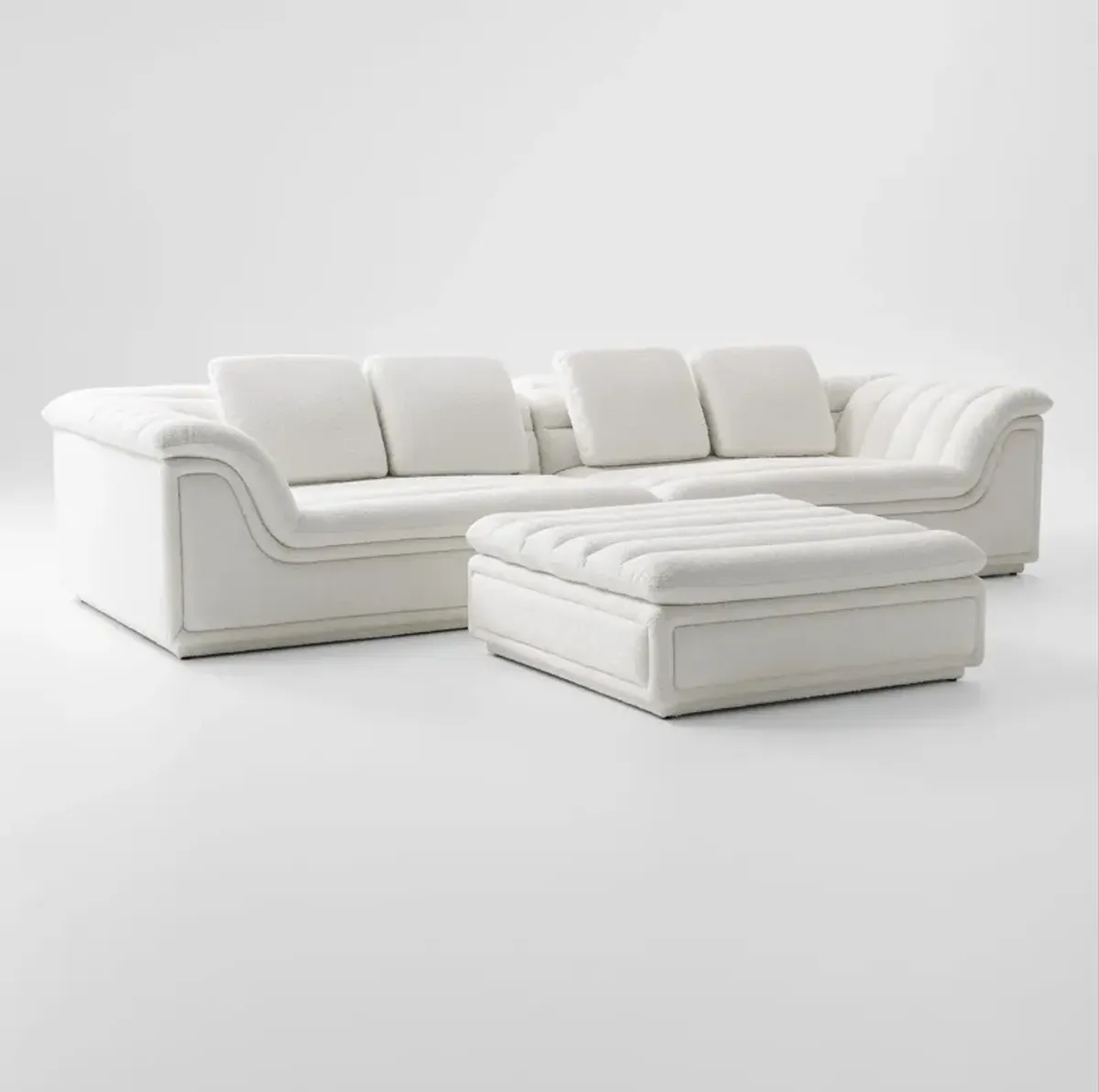 Hammock 2-Piece Media Sofa and Ottoman - White