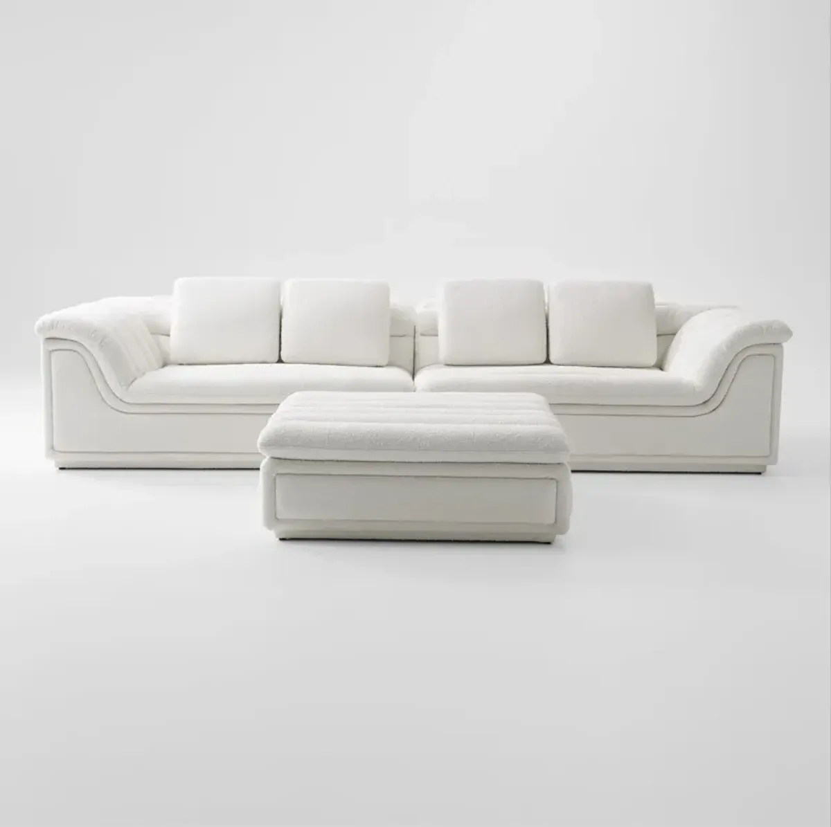 Hammock 2-Piece Media Sofa and Ottoman - White