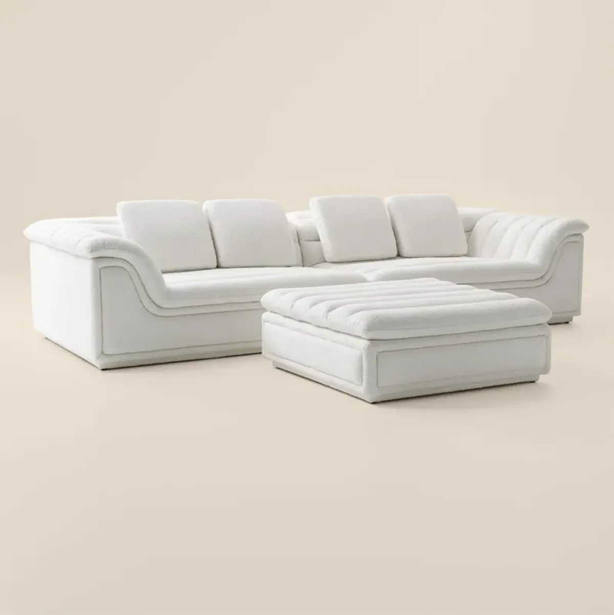 Hammock 2-Piece Media Sofa and Ottoman - White