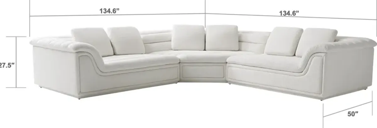 Hammock 3-Piece Sectional and Ottoman - White