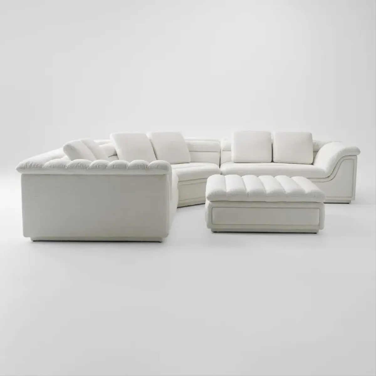 Hammock 3-Piece Sectional and Ottoman - White