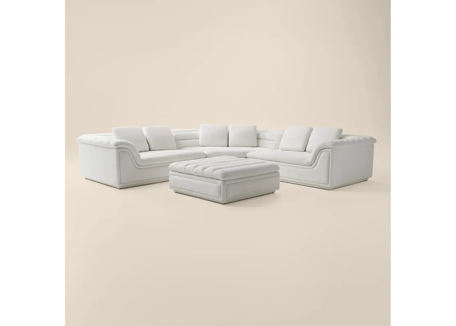 Hammock 3-Piece Sectional and Ottoman - White