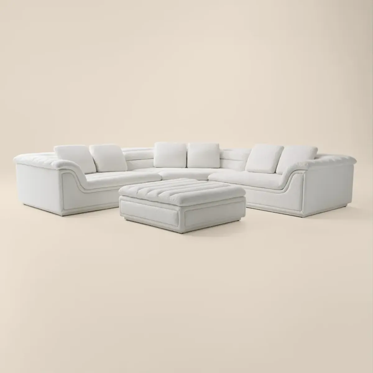 Hammock 3-Piece Sectional and Ottoman - White