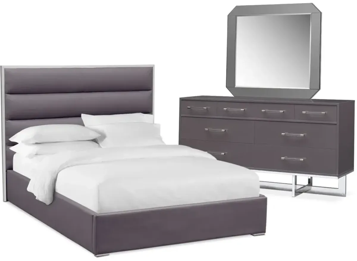 Concerto 5-Piece King Bedroom Set with Dresser and Mirror - Gray