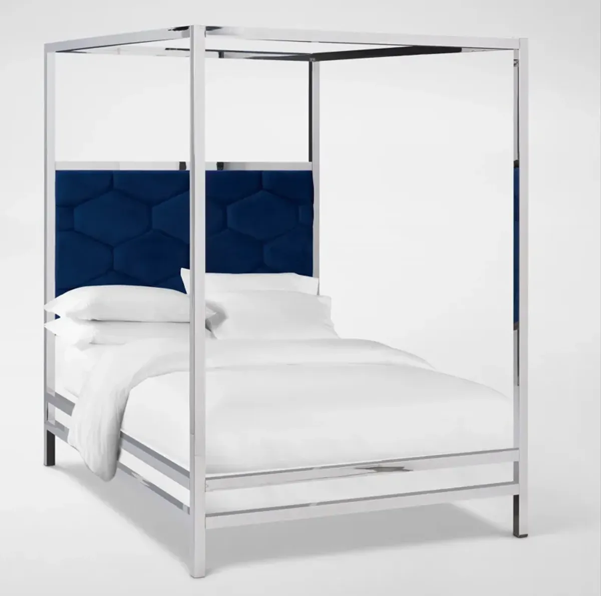 Concerto 5-Piece King Canopy Bedroom Set with Dresser and Mirror - Blue Velvet