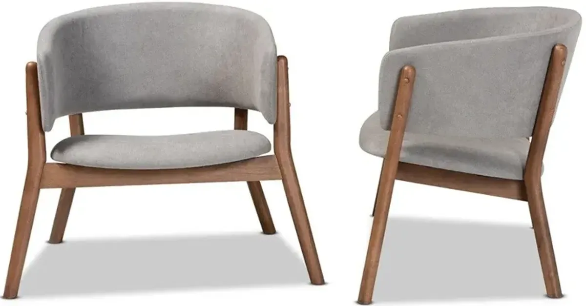 Jennifer Set of 2 Accent Chairs - Light Gray