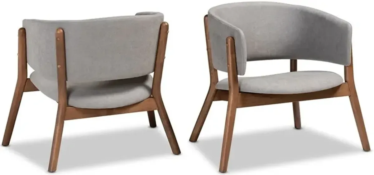 Jennifer Set of 2 Accent Chairs - Light Gray