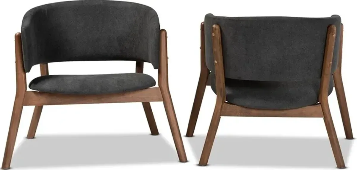 Jennifer Set of 2 Accent Chairs - Dark Gray