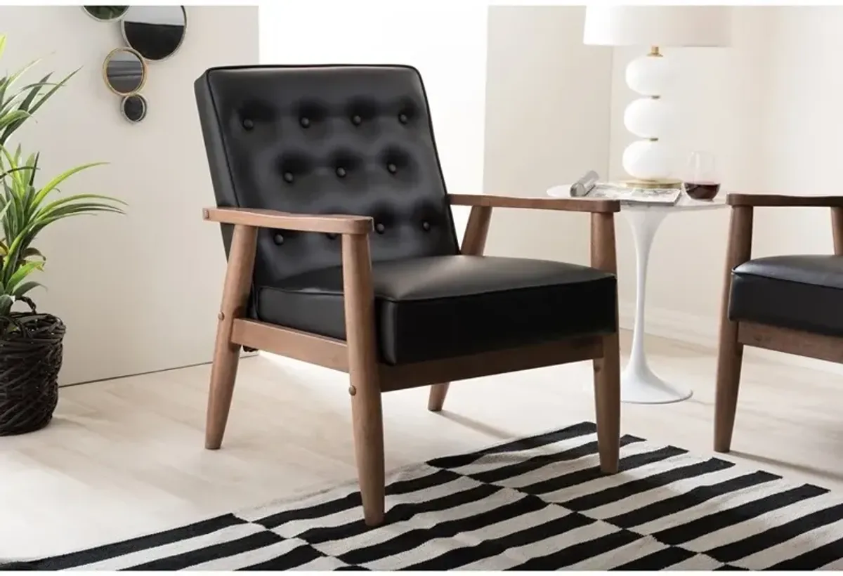 Smith Accent Chair - Black Leather