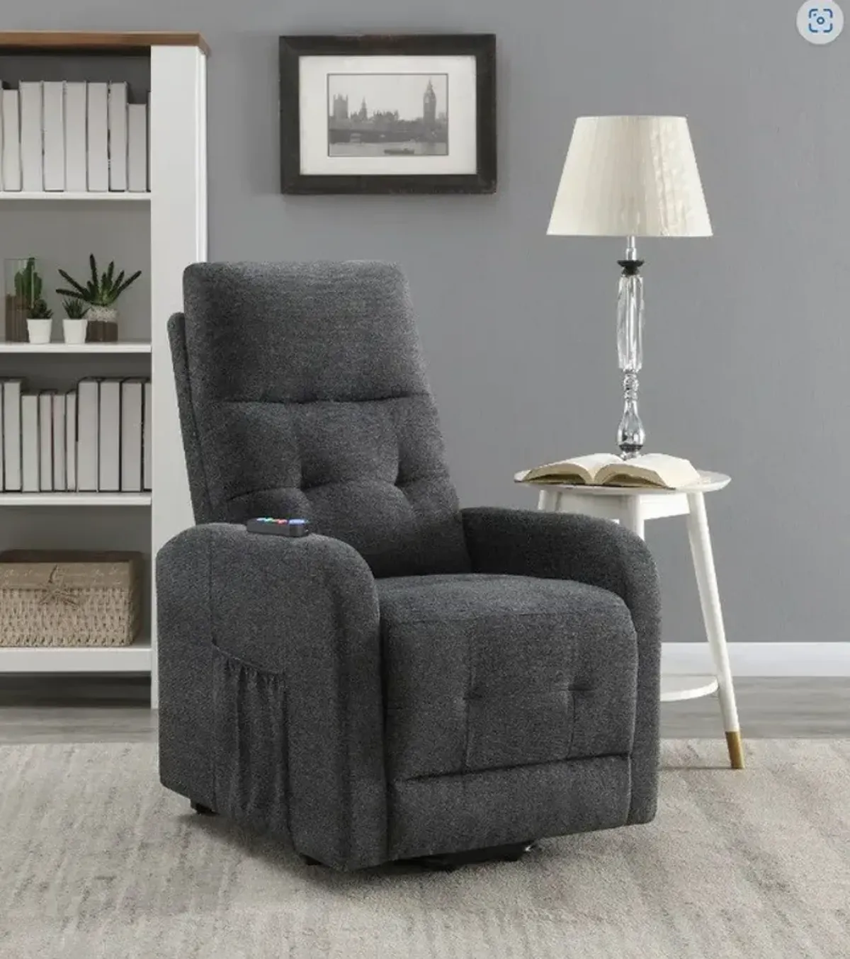 Luna Power Lift Recliner - Dark Gray