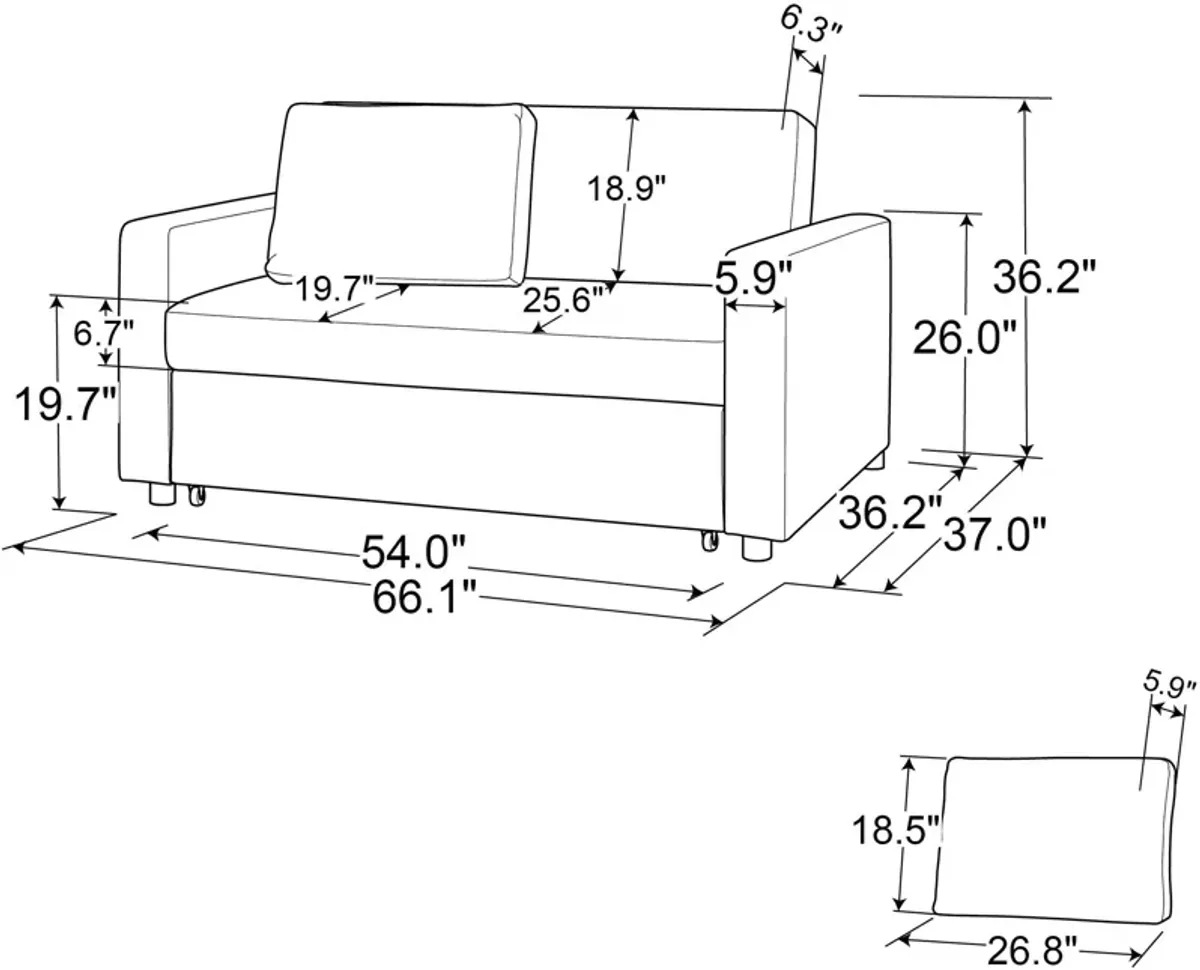 Kimberly Convertible Sofa Bed - White