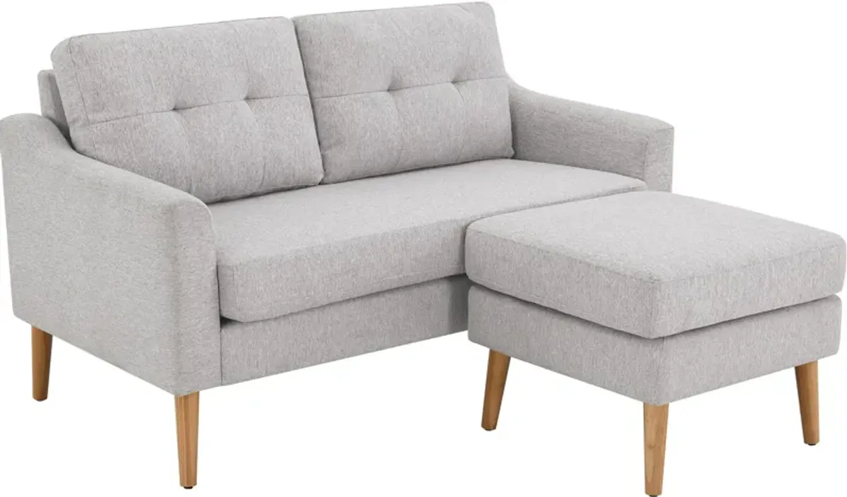 Arliegh Modular Loveseat and Ottoman Set - Light Gray