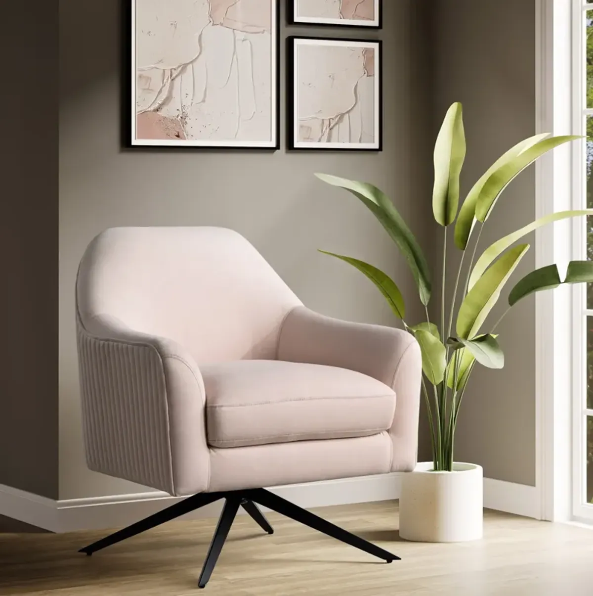 Beverly Swivel Accent Chair - Blush