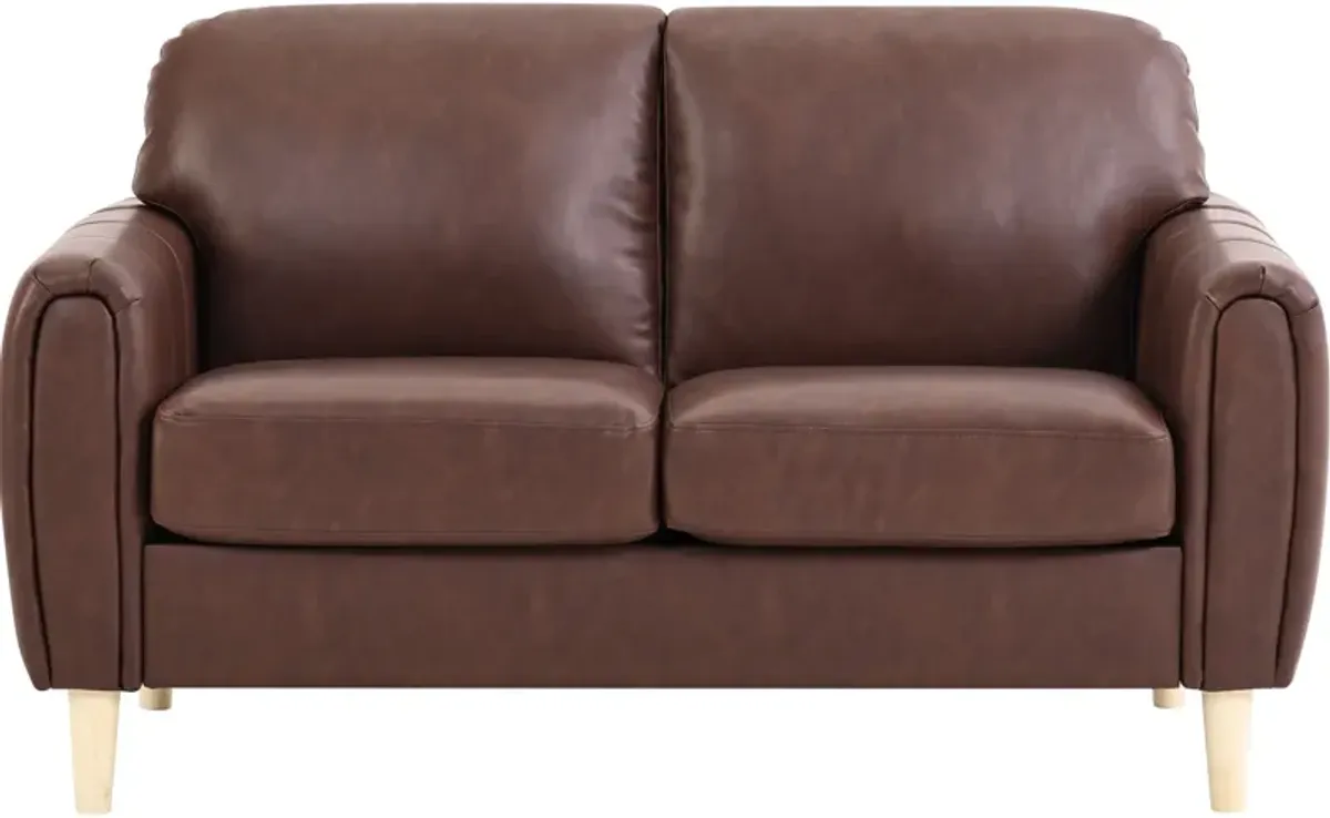 Cleva Loveseat - Brown Vegan Leather