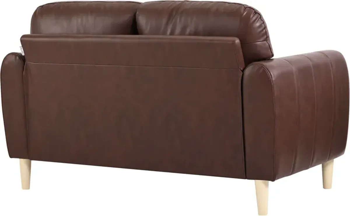 Cleva Loveseat - Brown Vegan Leather