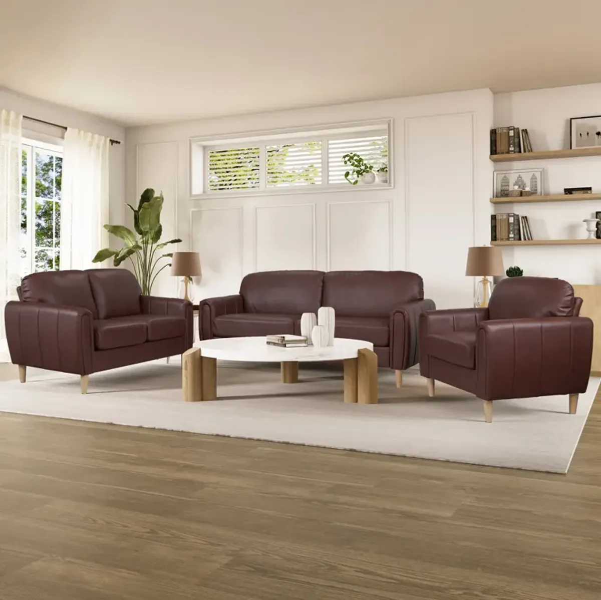 Cleva Loveseat - Brown Vegan Leather