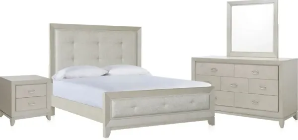 Adriana 6-Piece Queen Panel Bedroom Set with Dresser, Mirror, and Nightstand with USB Charging