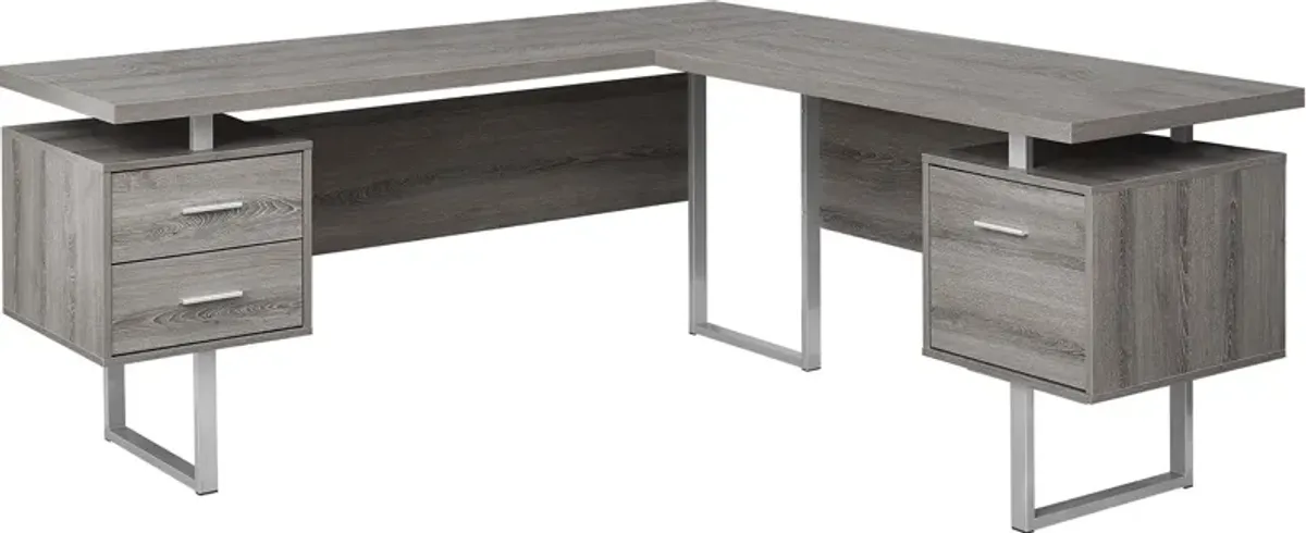 Alonzo L-Shaped Desk - Brown