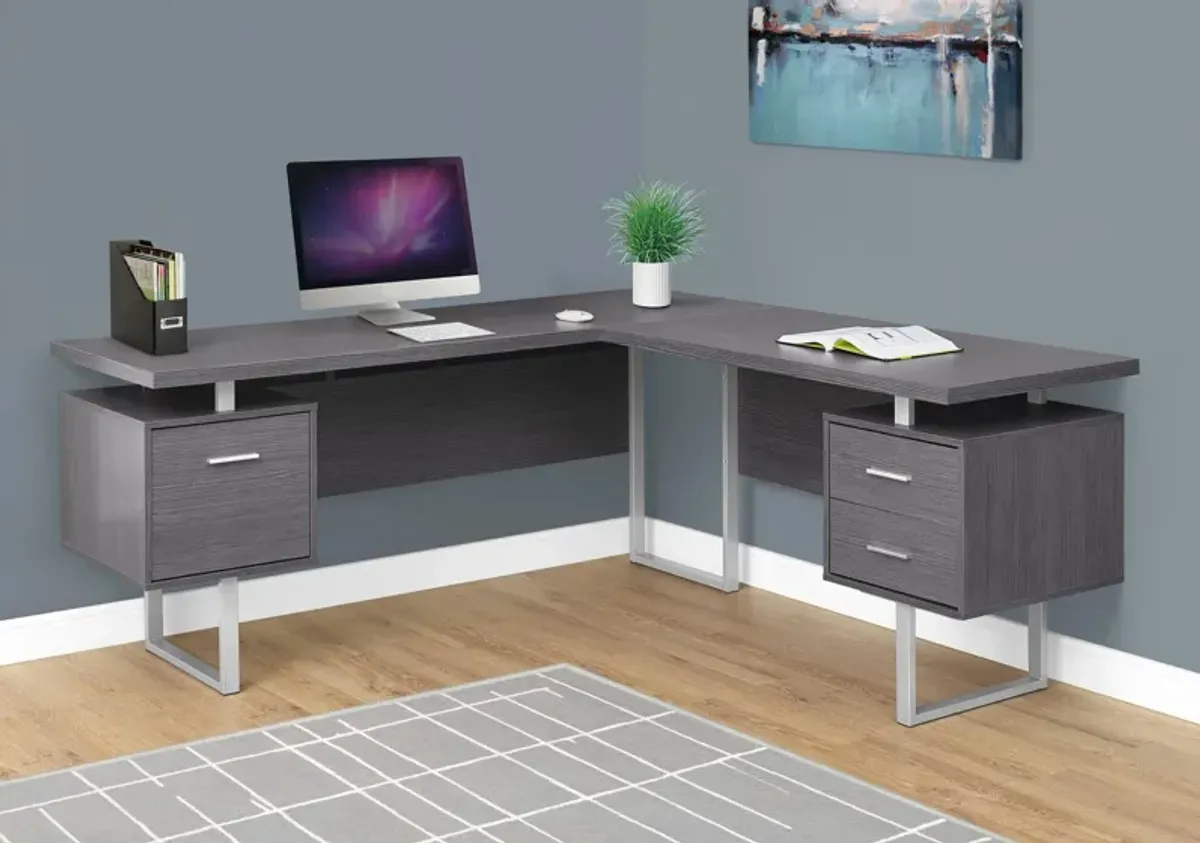 Alonzo L-Shaped Desk - Gray