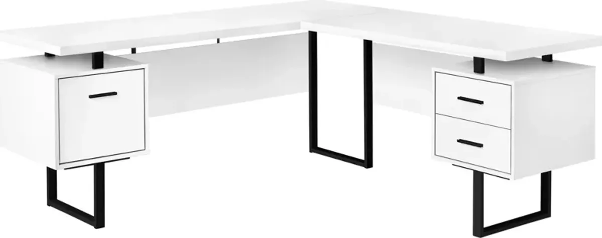 Alonzo L-Shaped Desk - White